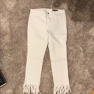 White - frayed bottom jeans